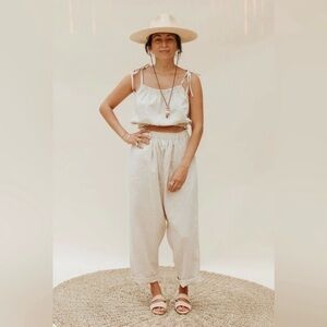 Myrah Penaloza - Linen Tie-Shoulder Top Linen & Pants Set